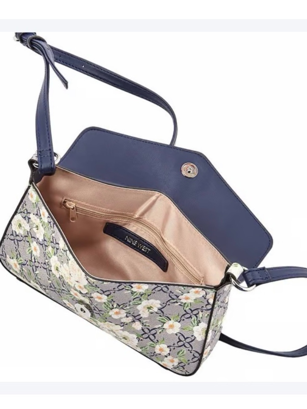 Nine West Navy and Cream Floral Crossbody - Picture 4 of 5